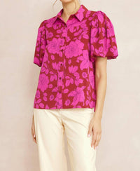 Entro - Floral Button Up Top
