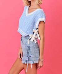 Day + Moon - Asymmetrical Waist Denim Shorts