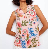 Charlie B - Printed Sleeveless Ruffle Neck Top