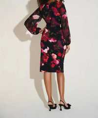 Joseph Ribkoff - Floral Chiffon Puff Sleeve Sheath Dress