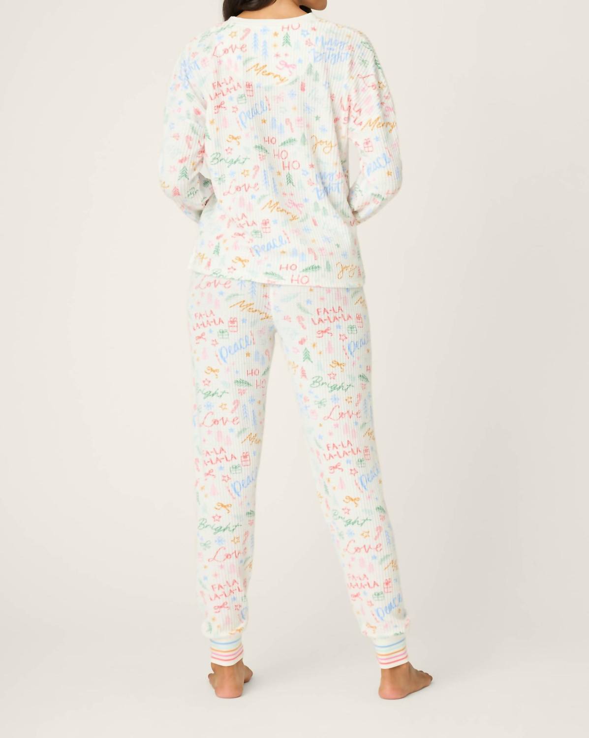 PJ Salvage Ski Jammie Classics Fa La La Pajama Set in ivory - women's sleepwear - alternate view