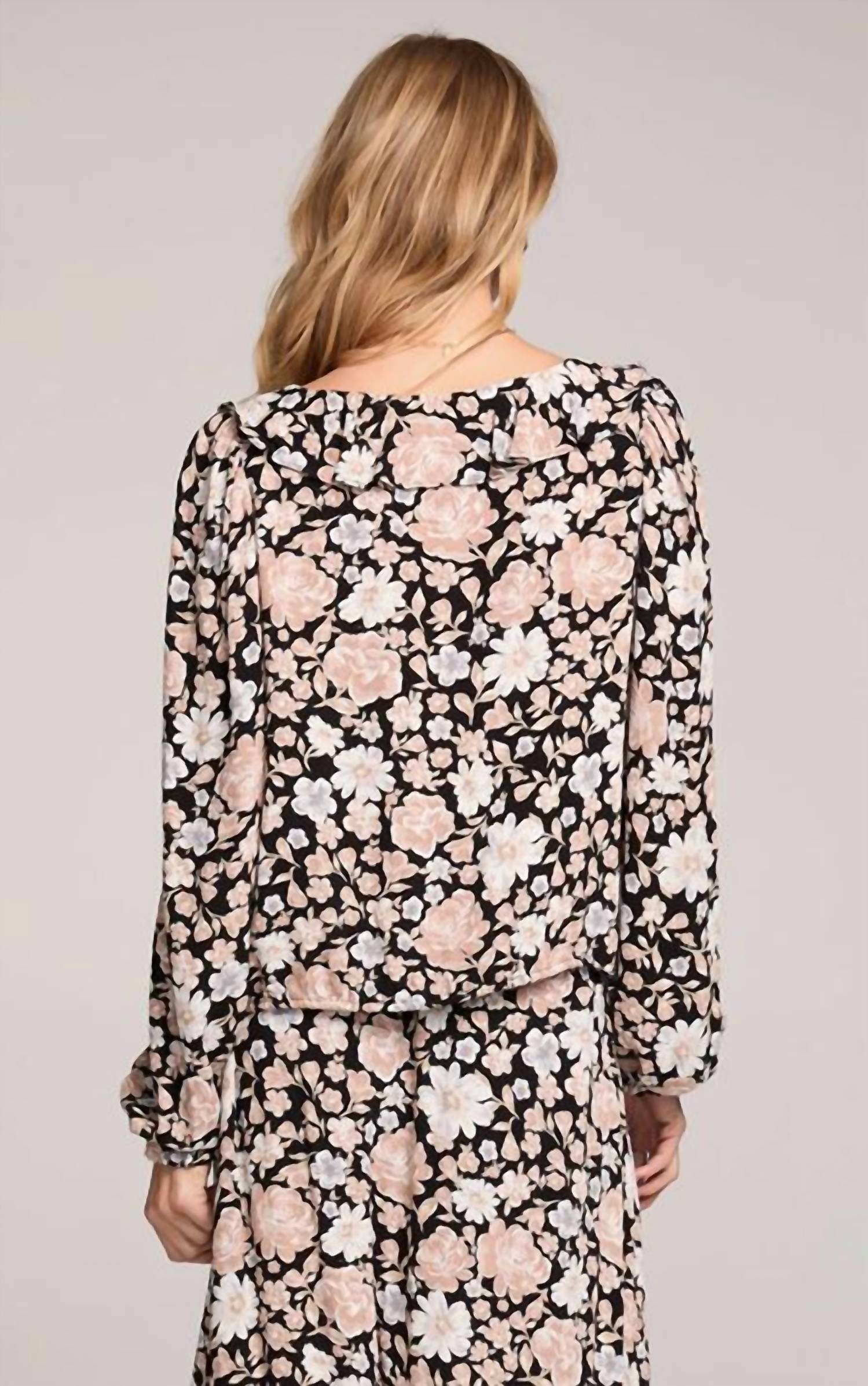 saltwater LUXE Lura Top in black - women's long sleeve top - alternate view