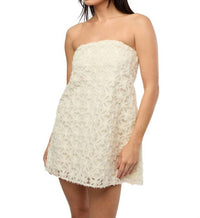 We Wore What - Strapless Floral Lace Mini Dress