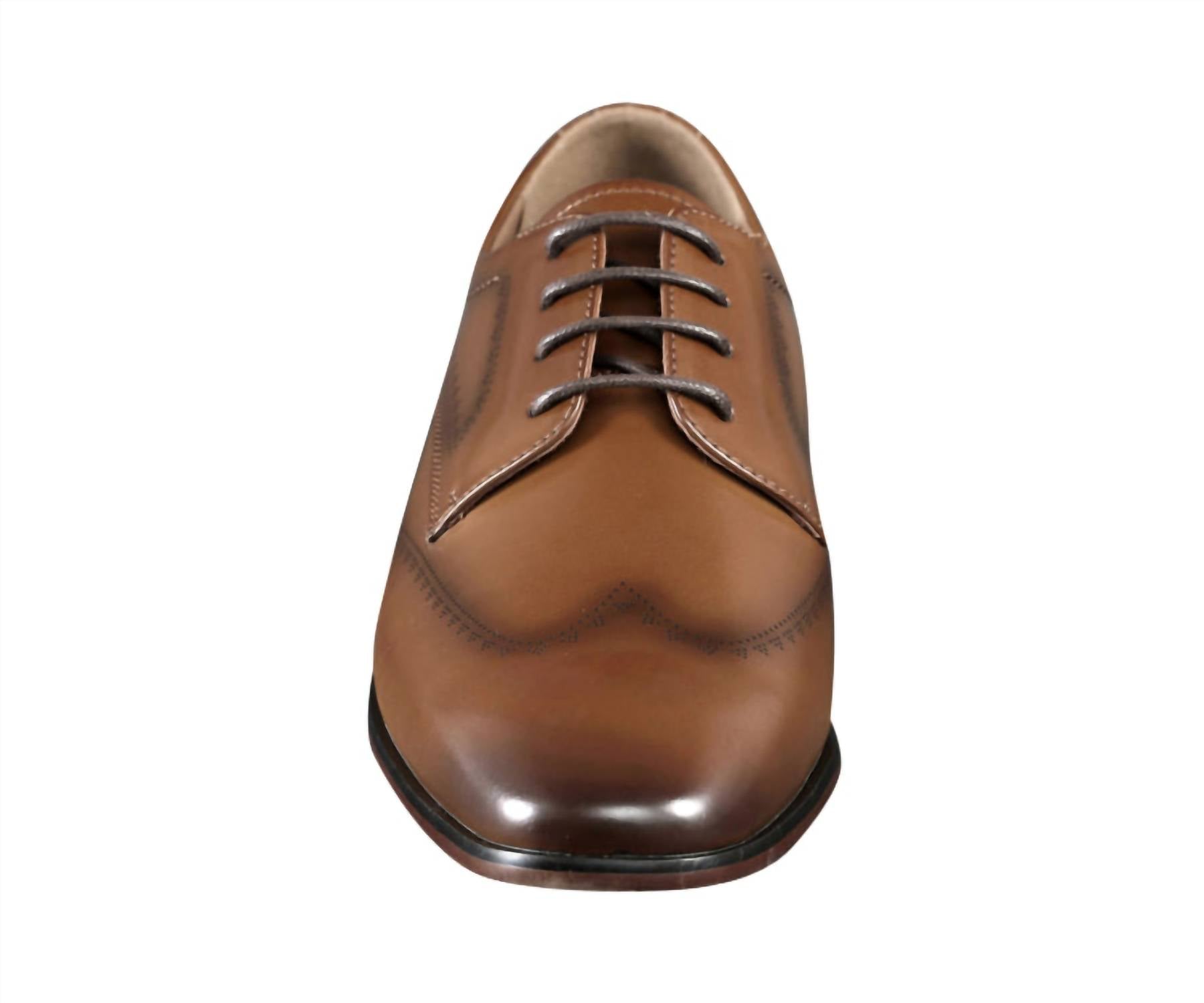 Amali Men's Rui Oxford Shoes in cognac - men's shoe - detail view