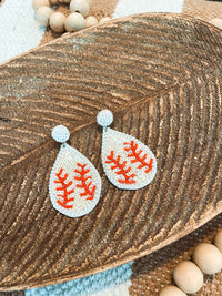 Wholesale Accessory Market - Women's Baseball Bling Teardrop Earrings
