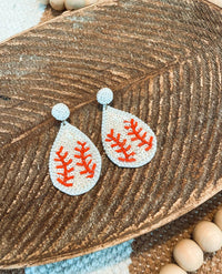 Wholesale Accessory Market - Women's Baseball Bling Teardrop Earrings