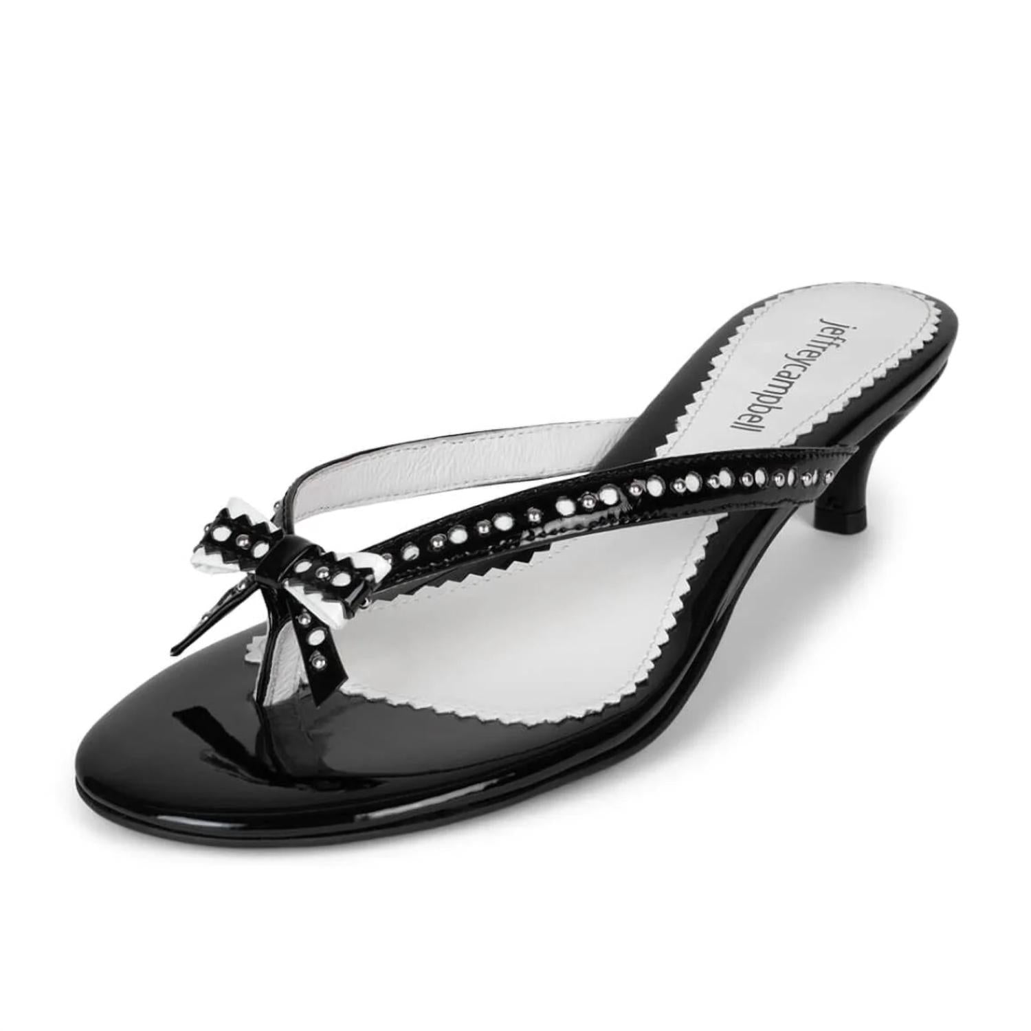 Jeffrey Campbell Women's Teeny-tiny Heel in black white patent - women's heels - detail view