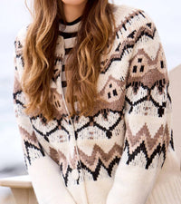 Tribal - Long Sleeve Button Front Sweater Cardigan