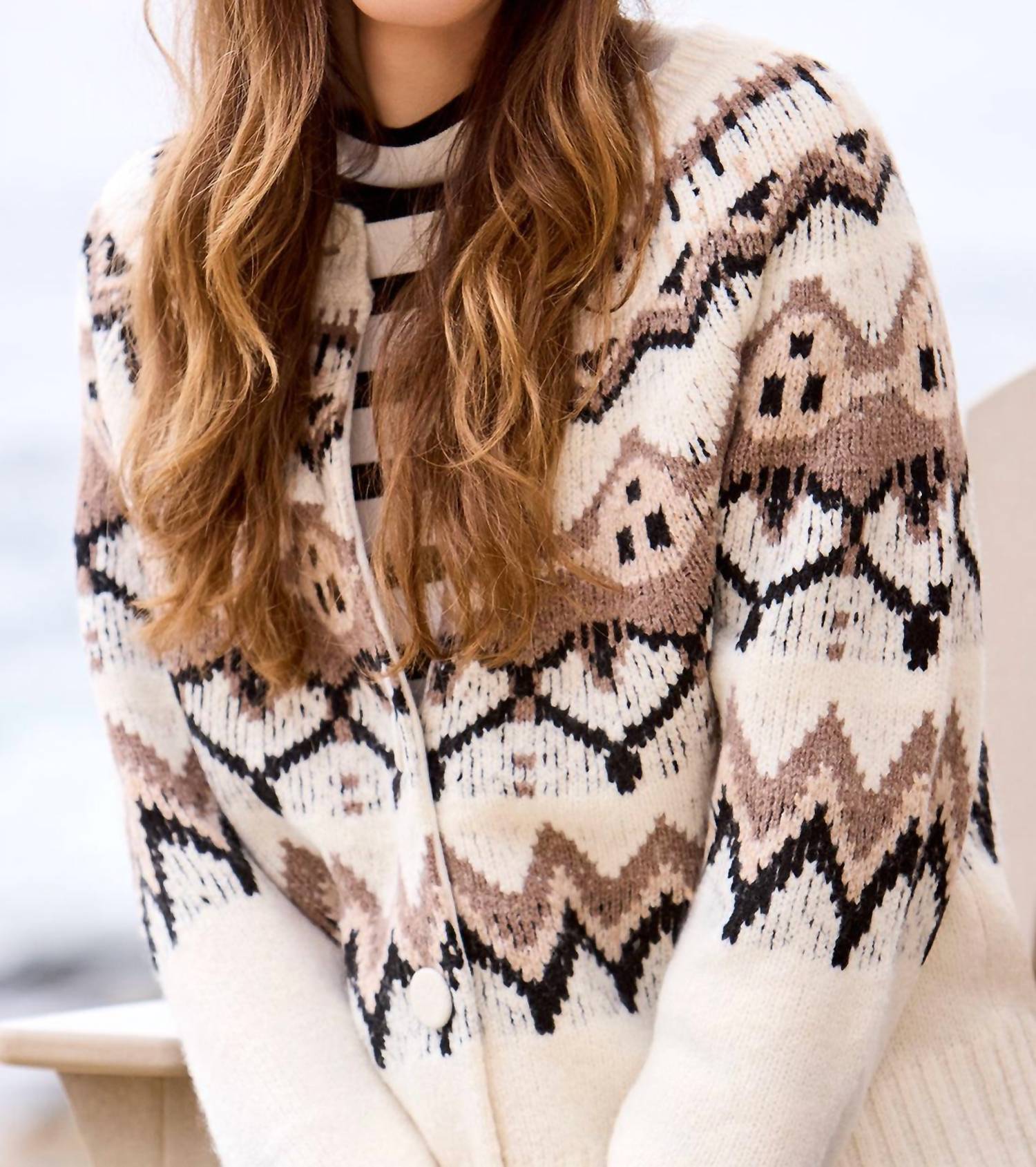 Tribal - Long Sleeve Button Front Sweater Cardigan