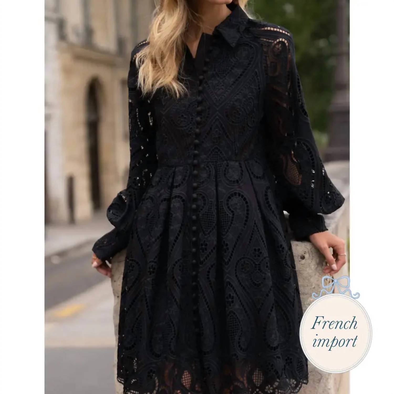 Choklate Paris - Women's Embroidered Cotton Lace Dress