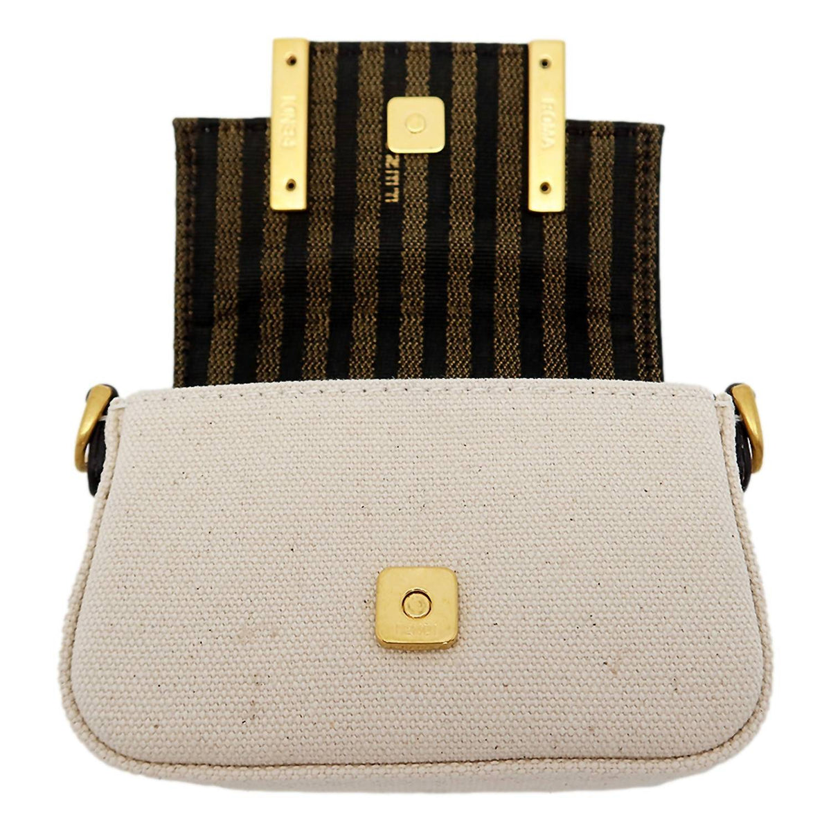 Fendi - Women's Canvas Ff Embroidery Nano Baguette Charm
