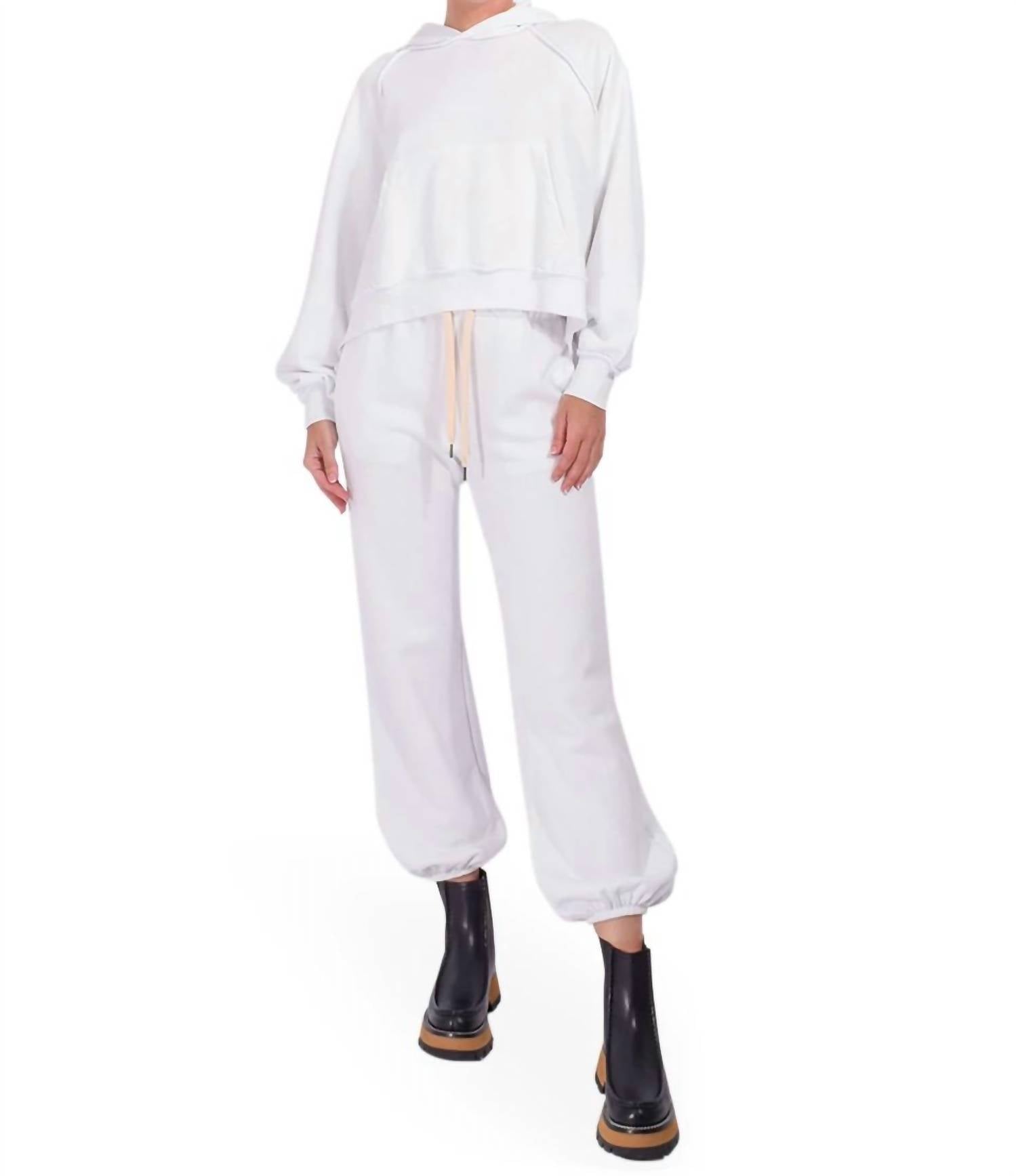 NSF Shane Billow French Terry Sweatpant in white - women's pants