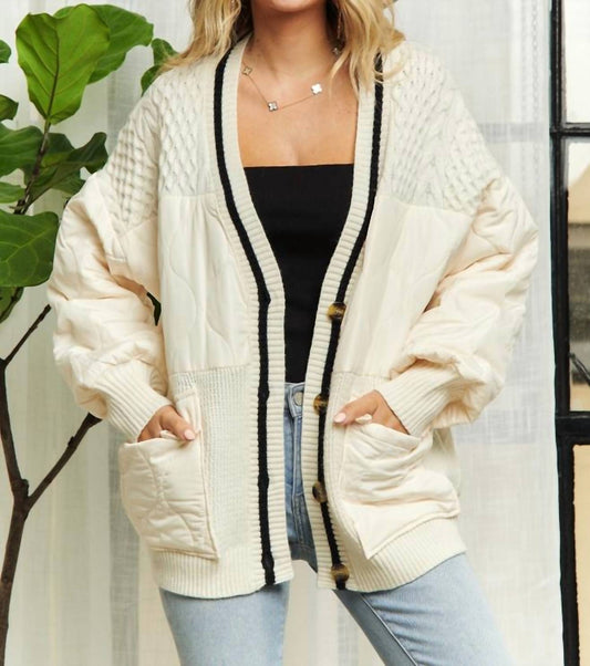 Madelyn - Button Down Quilted Sweater Cardigan