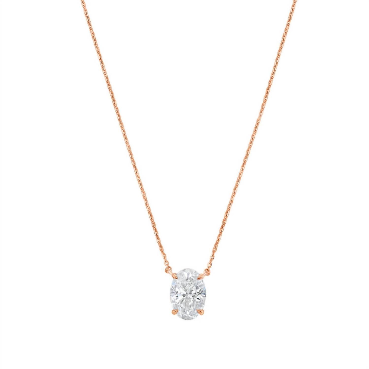 Diana M Jewels - 12.00 Cts Lab Grown Oval East West Diamond Pendant Necklace