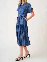 Mittoshop - Connar Tiered Shirt Style Midi Dress