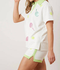 Fantastic Fawn - Tennis Sequin Short Sleeve Top
