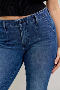 Judy Blue Mid-rise Trouser Bootcut Pant in dark denim - women's jeans - alternate view