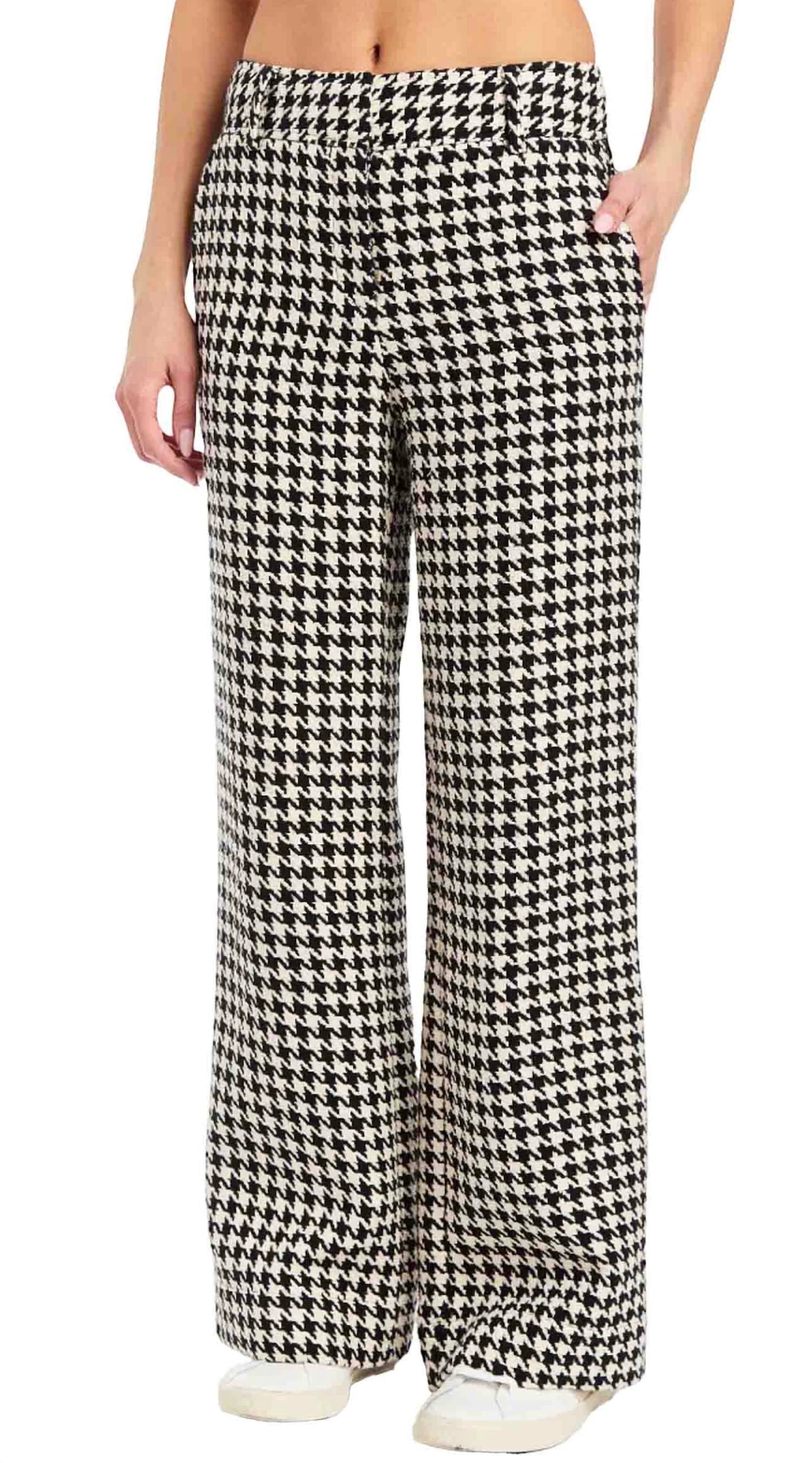 DREW Breigh Houndstooth Trouser in black - women's pants