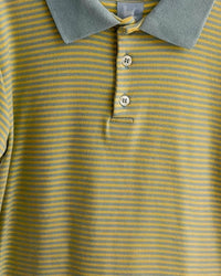bella bliss Kid's Striped Polo Shirt in yellow blue - kids' shirt - detail view