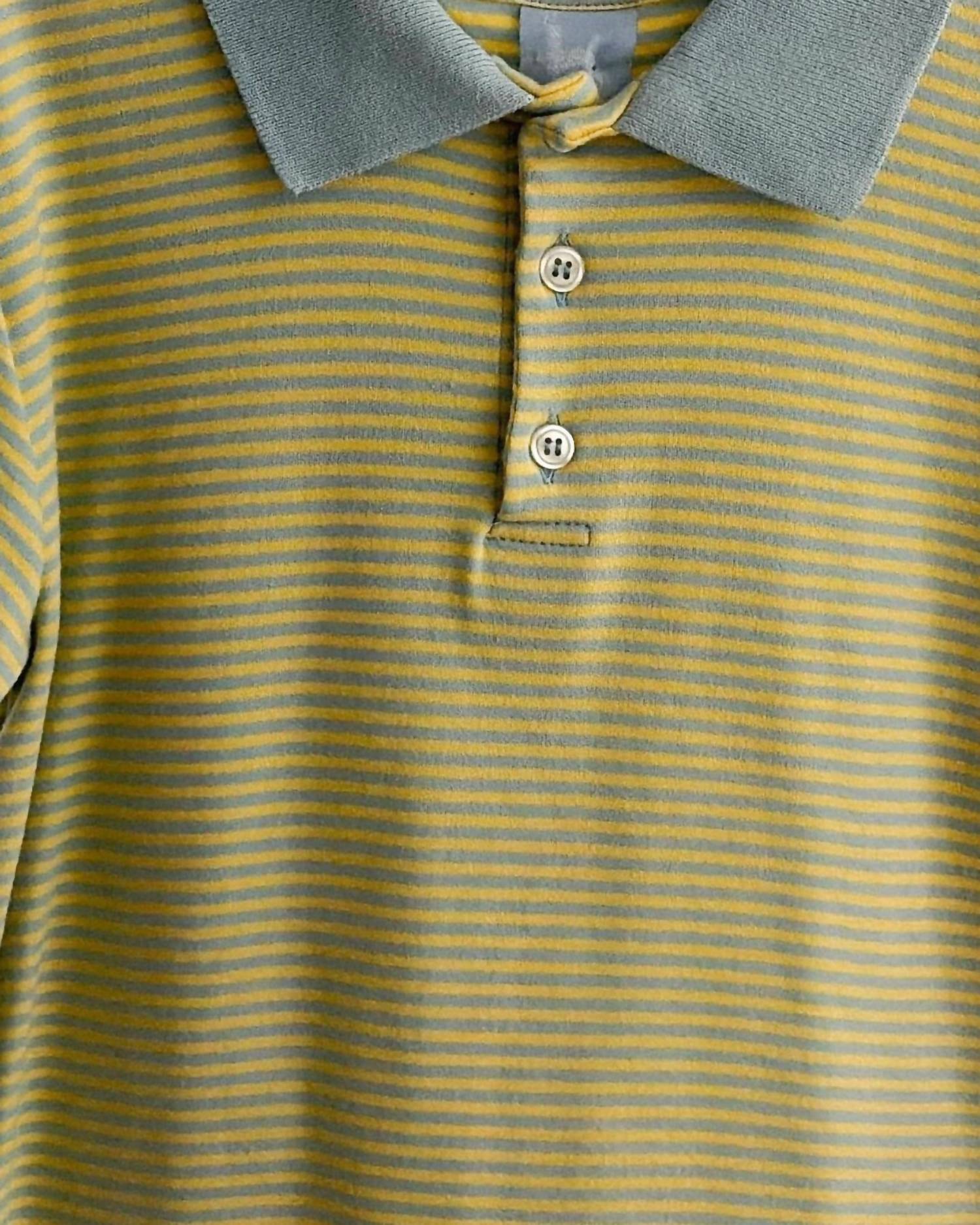 bella bliss Kid's Striped Polo Shirt in yellow blue - kids' shirt - detail view