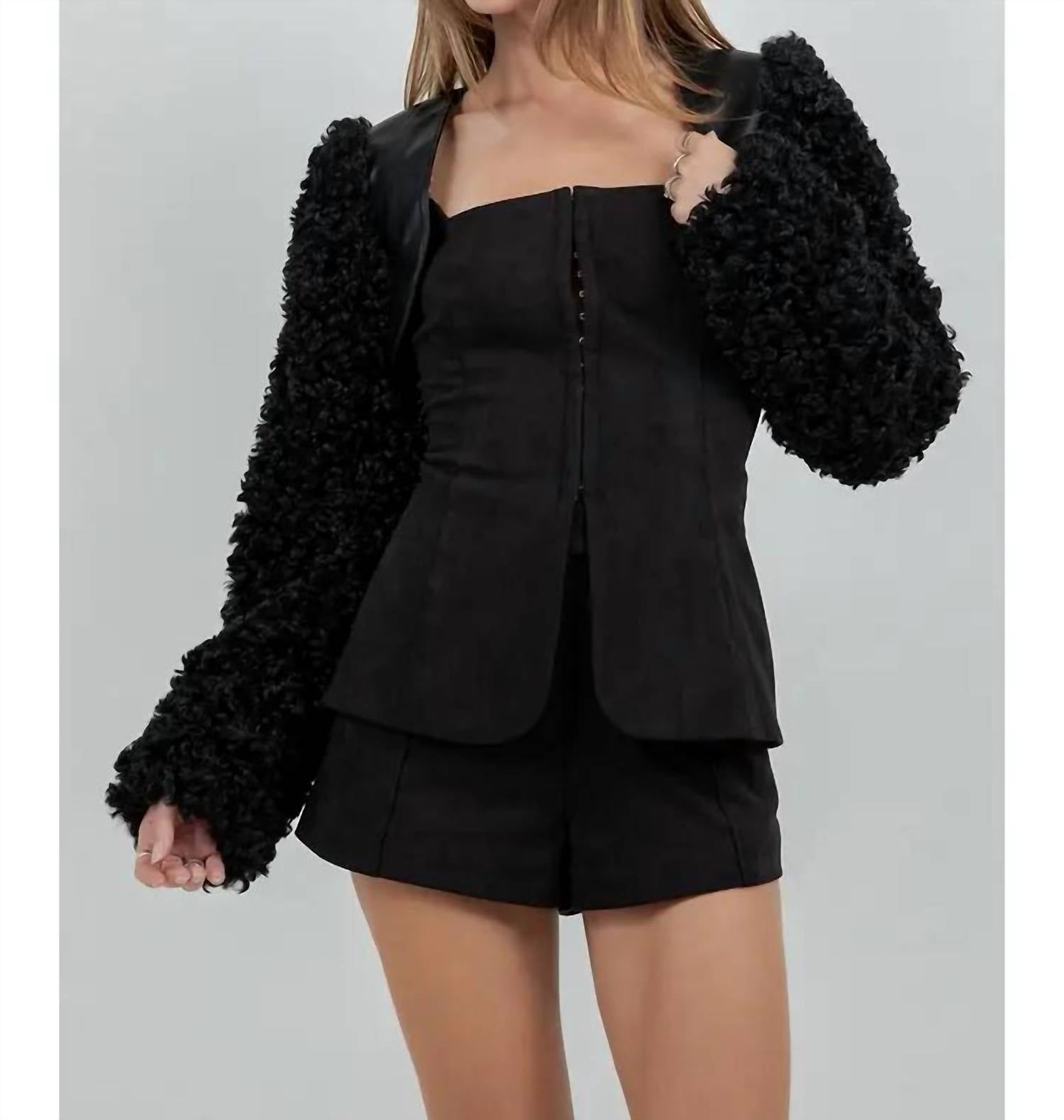 Whiteroom+Cactus - Faux Leather Sherpa Combo Bolero Moto Jacket