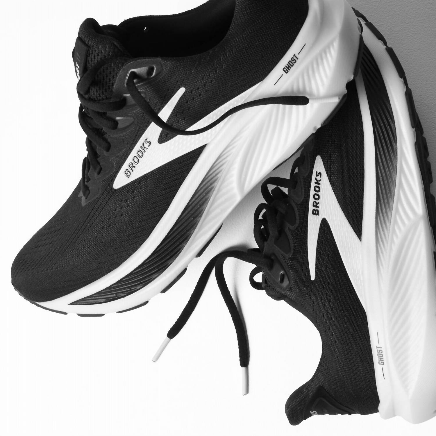 BROOKS Men's Ghost 17 Running Shoes in black grey white 4 - men's shoe - alternate view