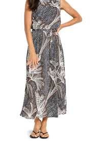 Nic + Zoe Dotty Palms Boat Neck Bianca Dress in black multi - women's dress