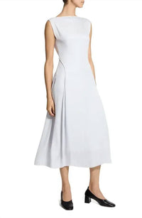 Theory - Boat Neck Fit And Flare Midi Dress