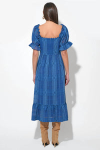adelyn rae Betsey Puff Sleeve Jacquard Striped Maxi Dress in marine blue - women's dress - detail view