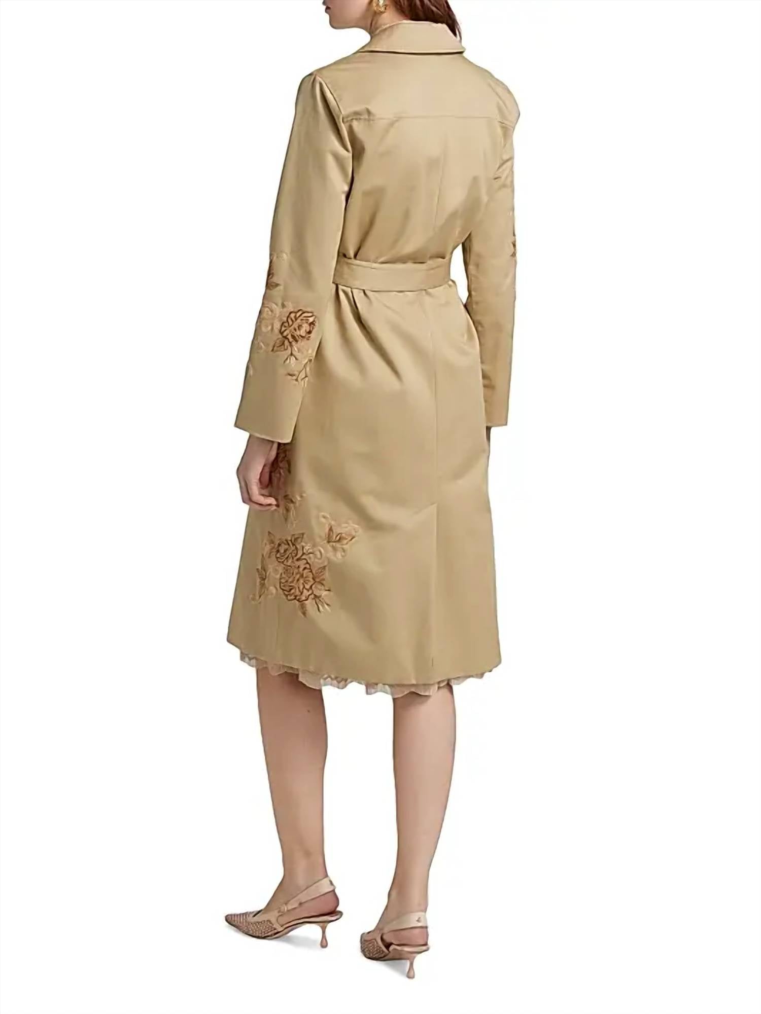L'Agence - Venus Floral-embroidered Double-breasted Trench Coat
