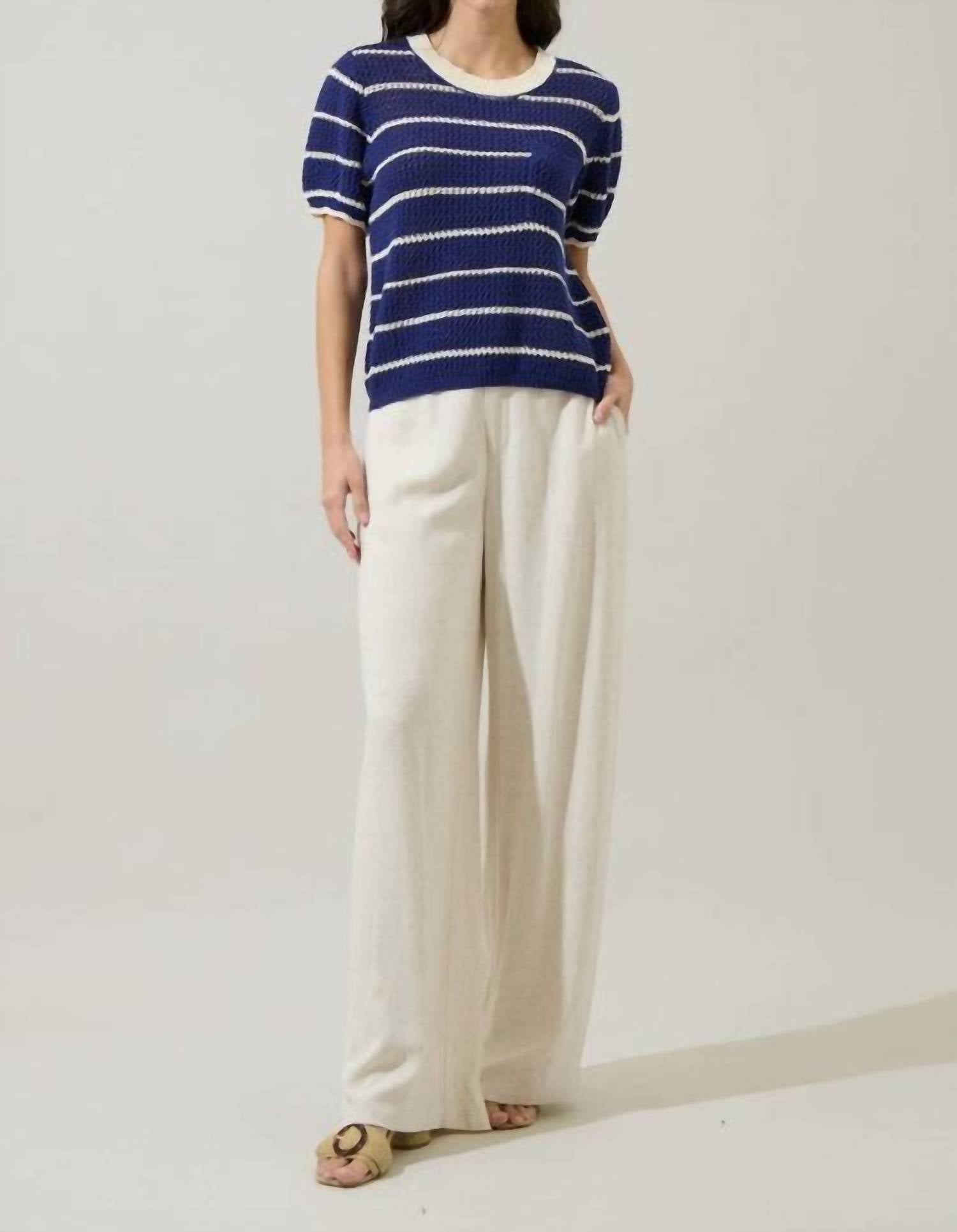Sugarlips - Dannah Stripe Crochet Sweater Top