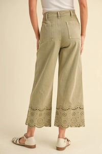 Miou Muse - Willow Eyelet Wide Leg Pants