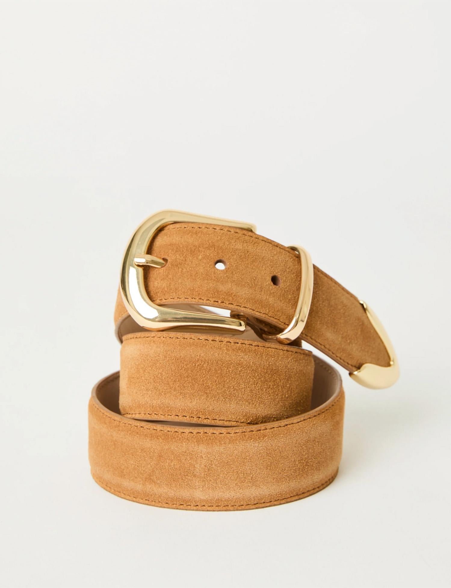 B-LOW THE BELT Women's Marc Suede Belt in camel gold - women's accessory - detail view