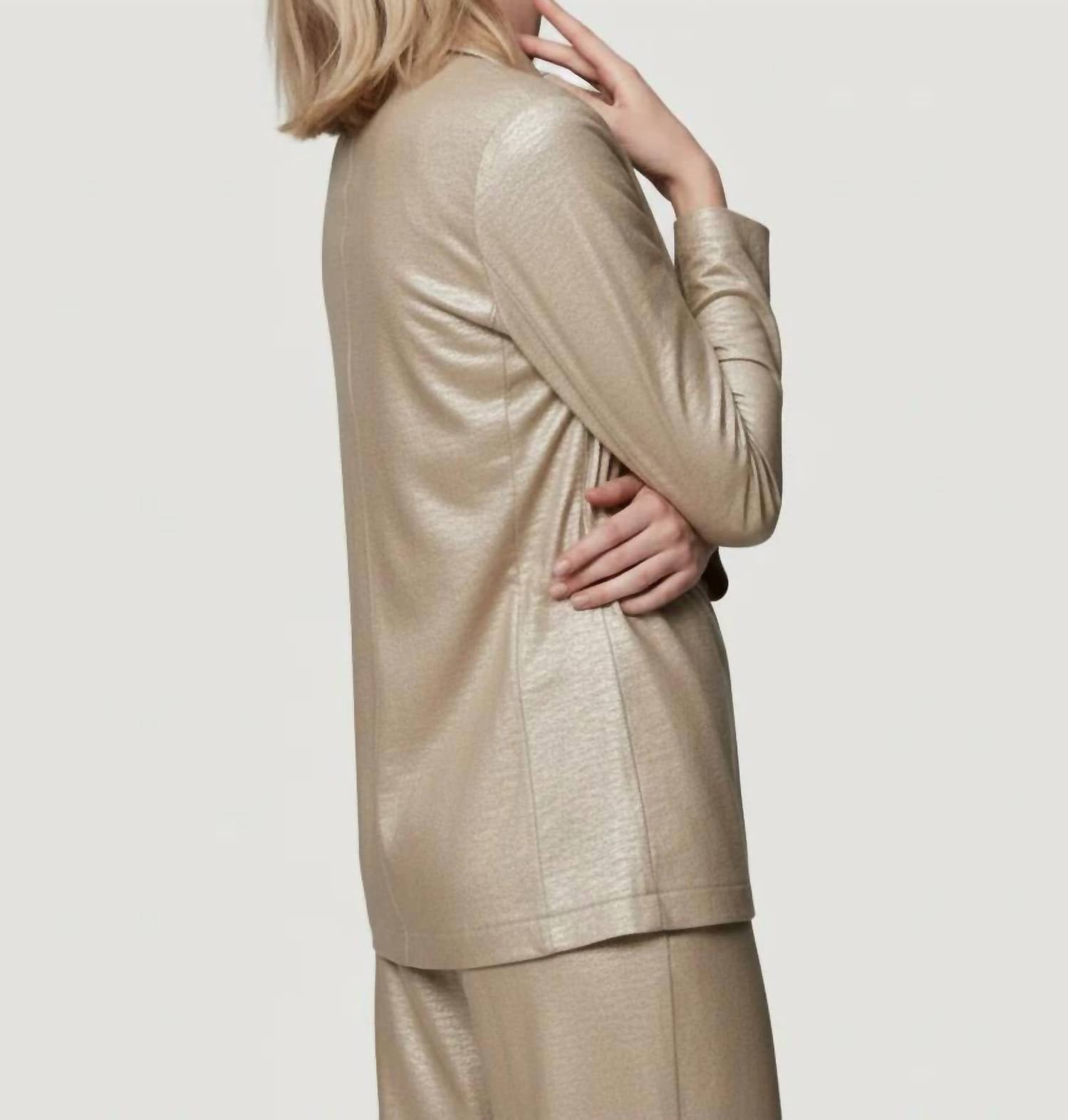 MAJESTIC FILATURES Stretch Metallic Linen One Button Blazer in sable - women's jacket - alternate view