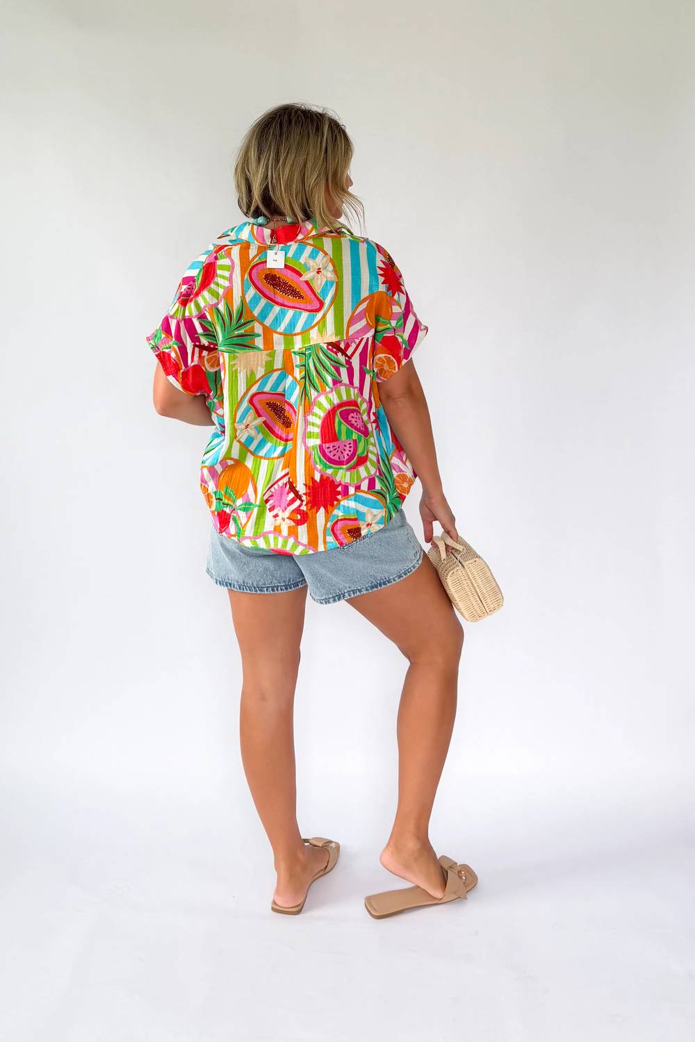 Karlie - Island Fruit Gauze Signature Collar Top