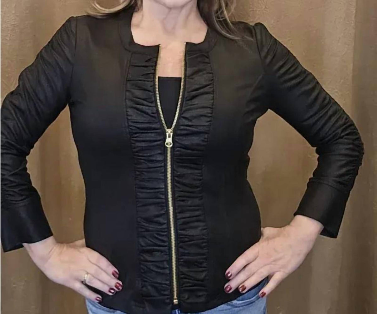Clara Sunwoo - Ruched Liquid Leather Jacket