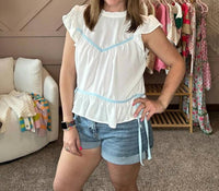 Kori - Mock Neck Short Sleeve Contrast Top