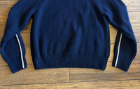 Autumn Cashmere Women's Shaker Crew Sweater with Contrast Stitching in navy combo - women's sweater - view 4
