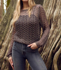 Frank Lyman - Julieanna Jewel Embellished Open Stitch Pullover
