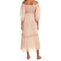 Cleobella Saige Chiffon Ankle Maxi Dress in blush zebra - women's dress - detail view