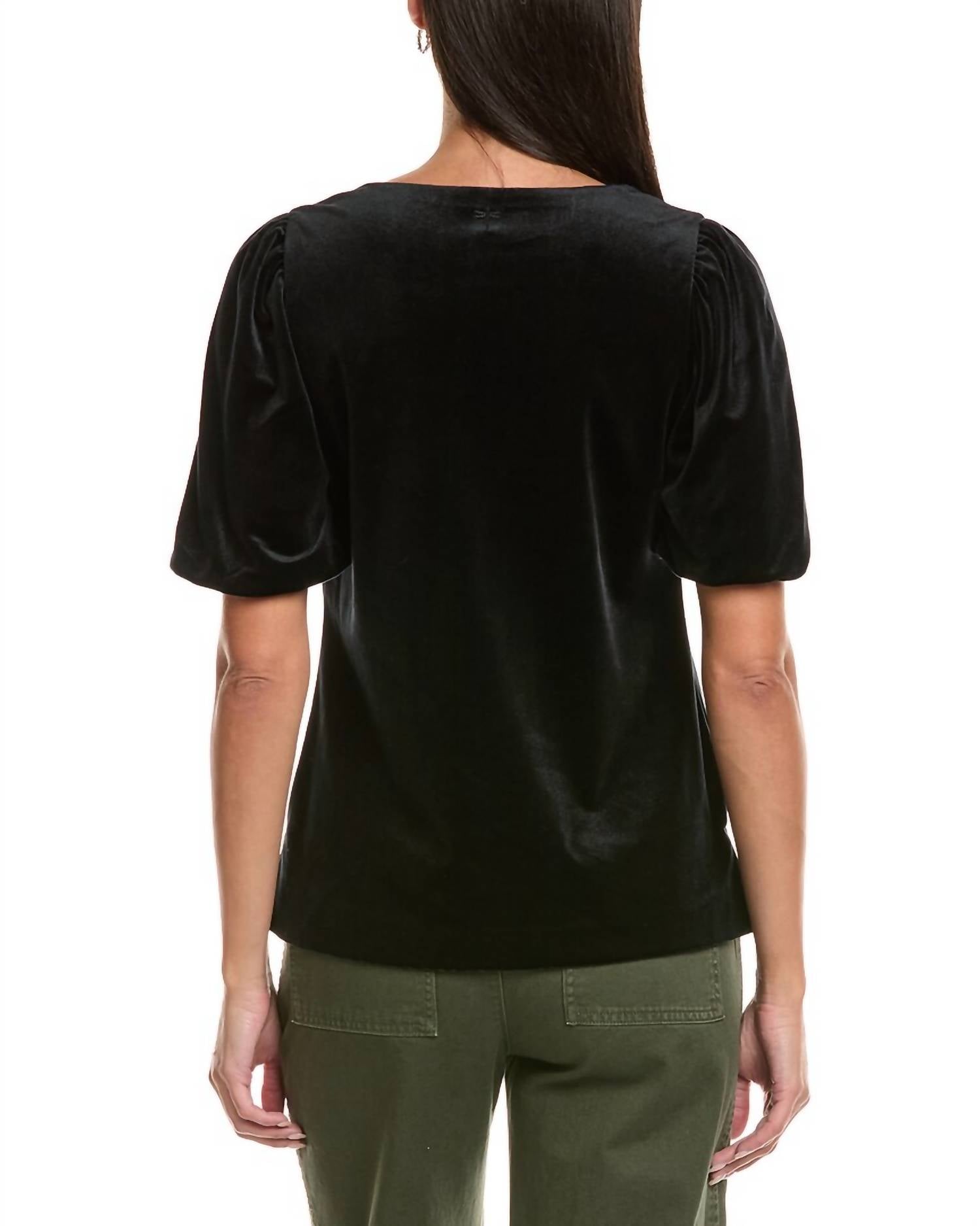 Tyler Boe Clair Velvet Topper in black - women's blouse - detail view