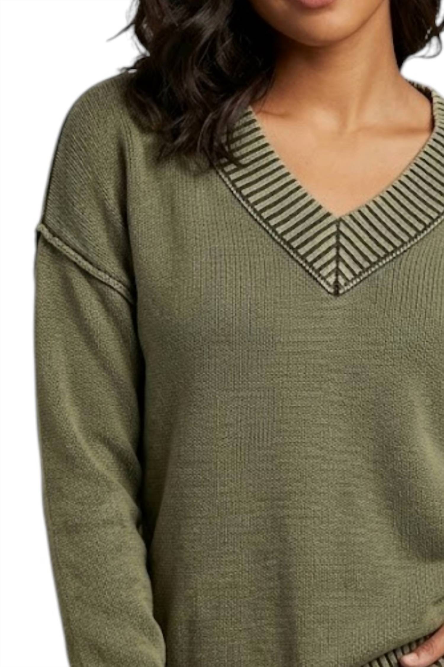 T & C  Apparel - Washed V-neck Sweater