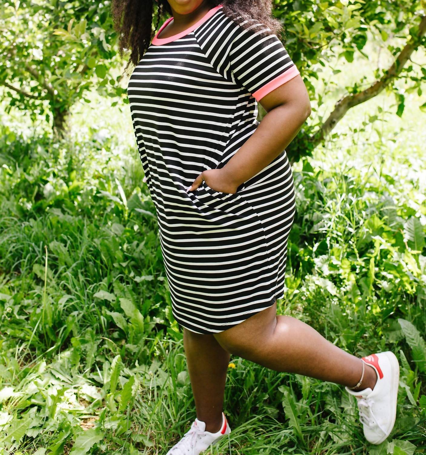 Later Skater T-shirt Dress With Hot Pink Trim
