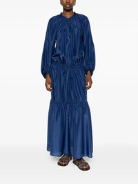 Momoni Viento Ruffled Maxi Dress in ultramarine blue - women's dress