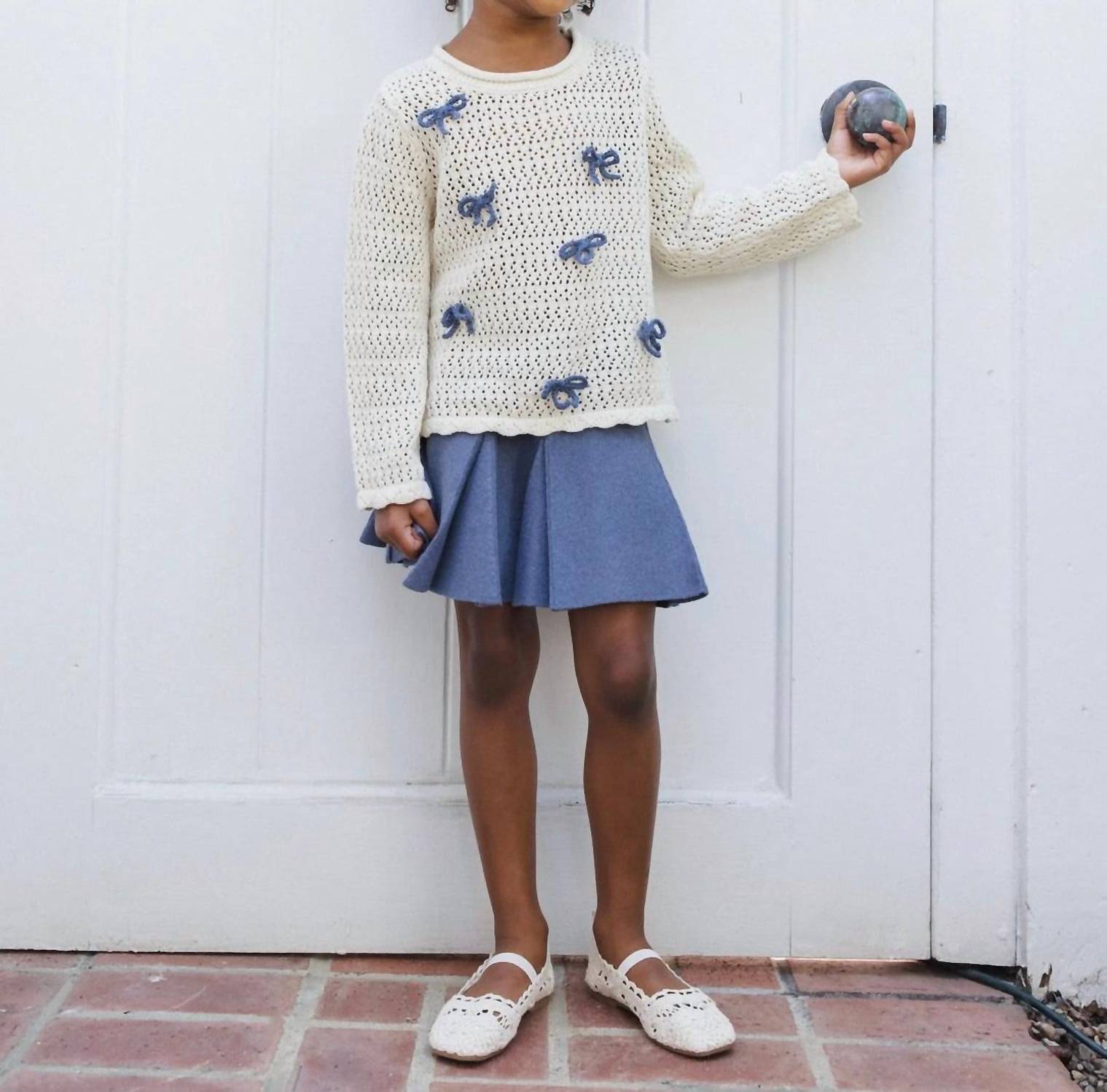 Rylee + Cru - Bow Crochet Knit Pullover