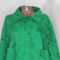 Greta Constantine - Women's Button Up Eyelet Cotton Shirt Dress