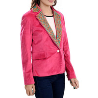 American Darling Harness Western Velvet Blazer in hot pink - women's jacket - alternate view