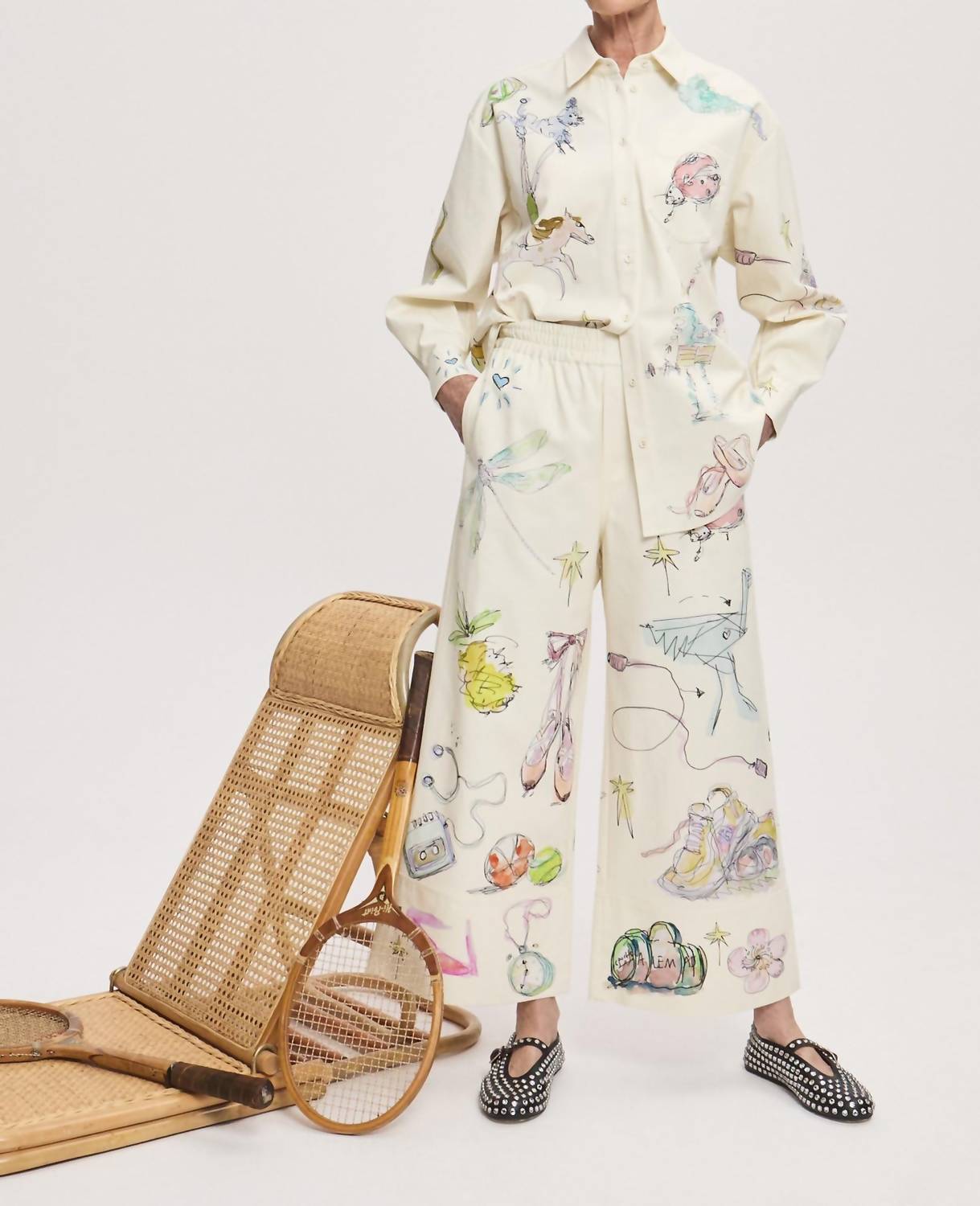 Alemais - Court Cotton Canvas Wide-Leg Pant