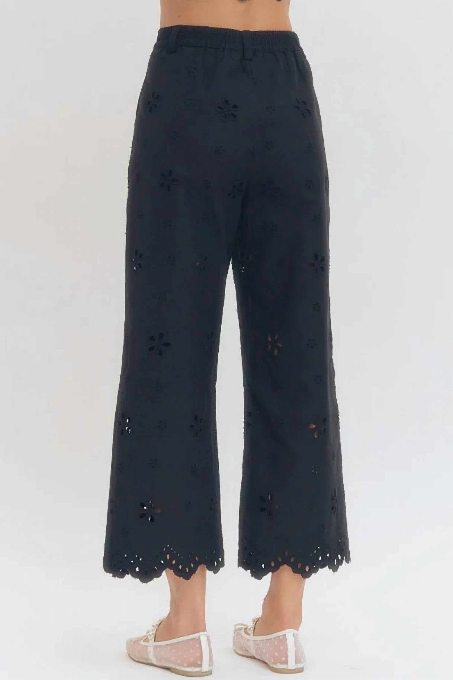 Entro - Fleur Eyelet Embroidered Vest & Pant Set
