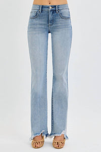 Risen - Tummy Control Mid Rise Flare Jean with Frayed Hem